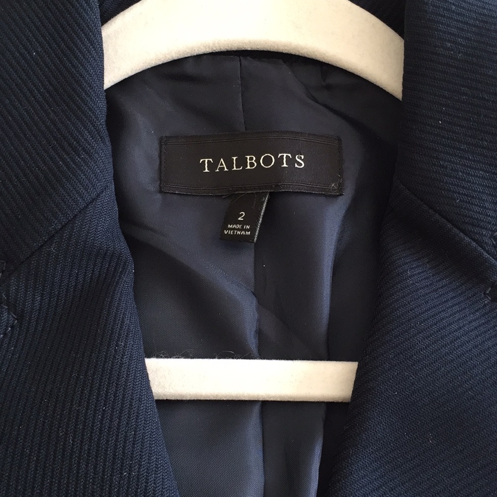 NWOT Talbots 100% Cotton Navy Blue Classic Blazer - Picture 8 of 10